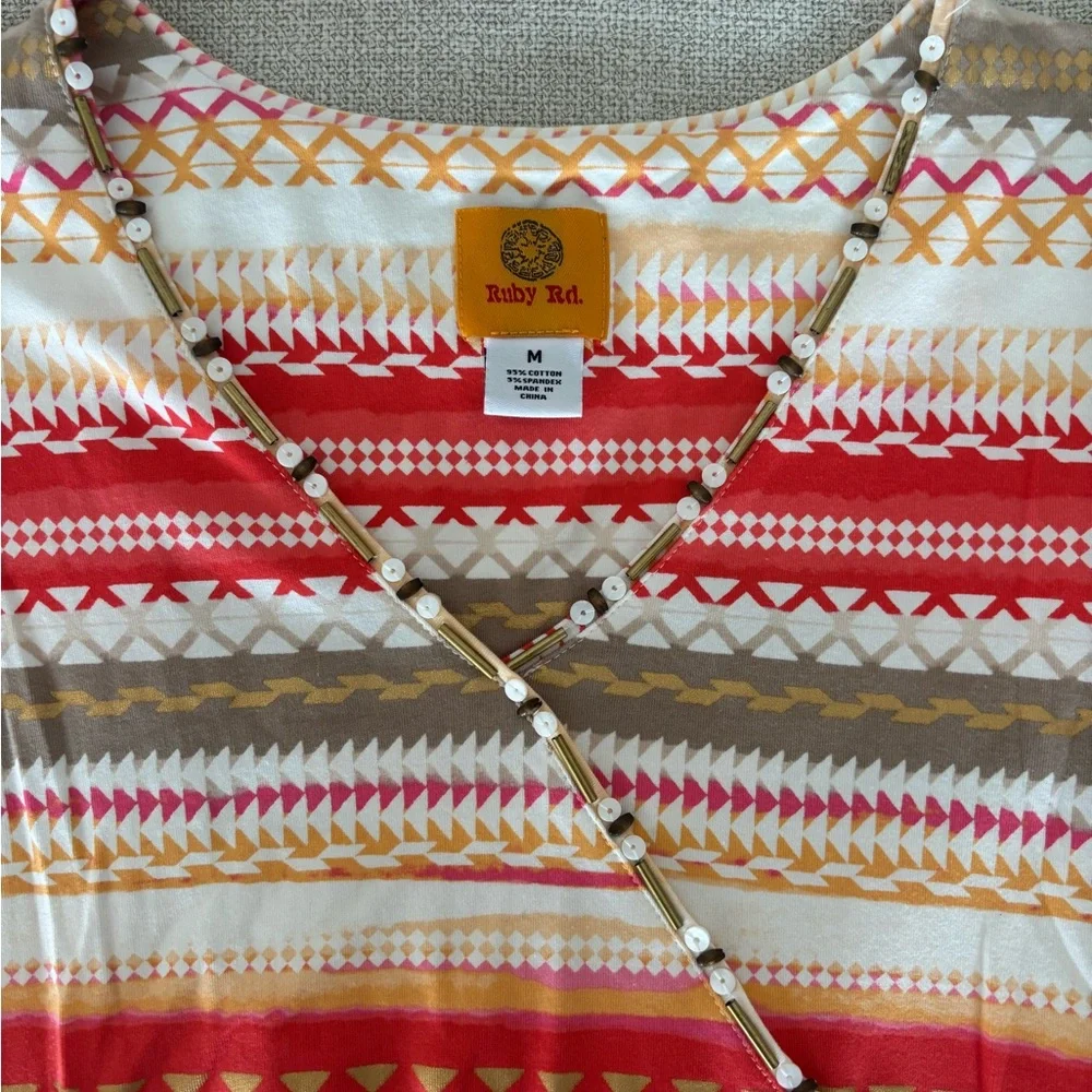 Ruby Rd. Vibrant Patterned Long Sleeve Tee - Picture 3 of 5